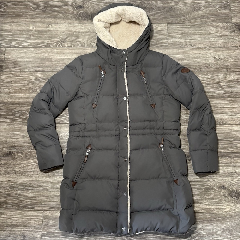 Ralph Lauren Polo‎ Gray Women's M Winter Parka Jacket Duck Down Feather Hooded